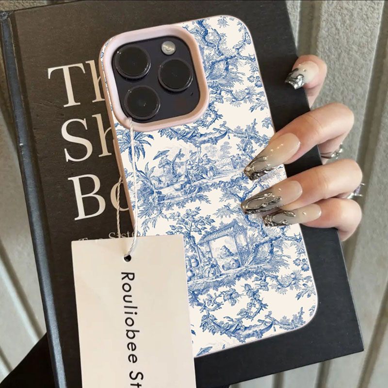Phone Cases Trendy - Modne niebiesko-białe etui na telefon z